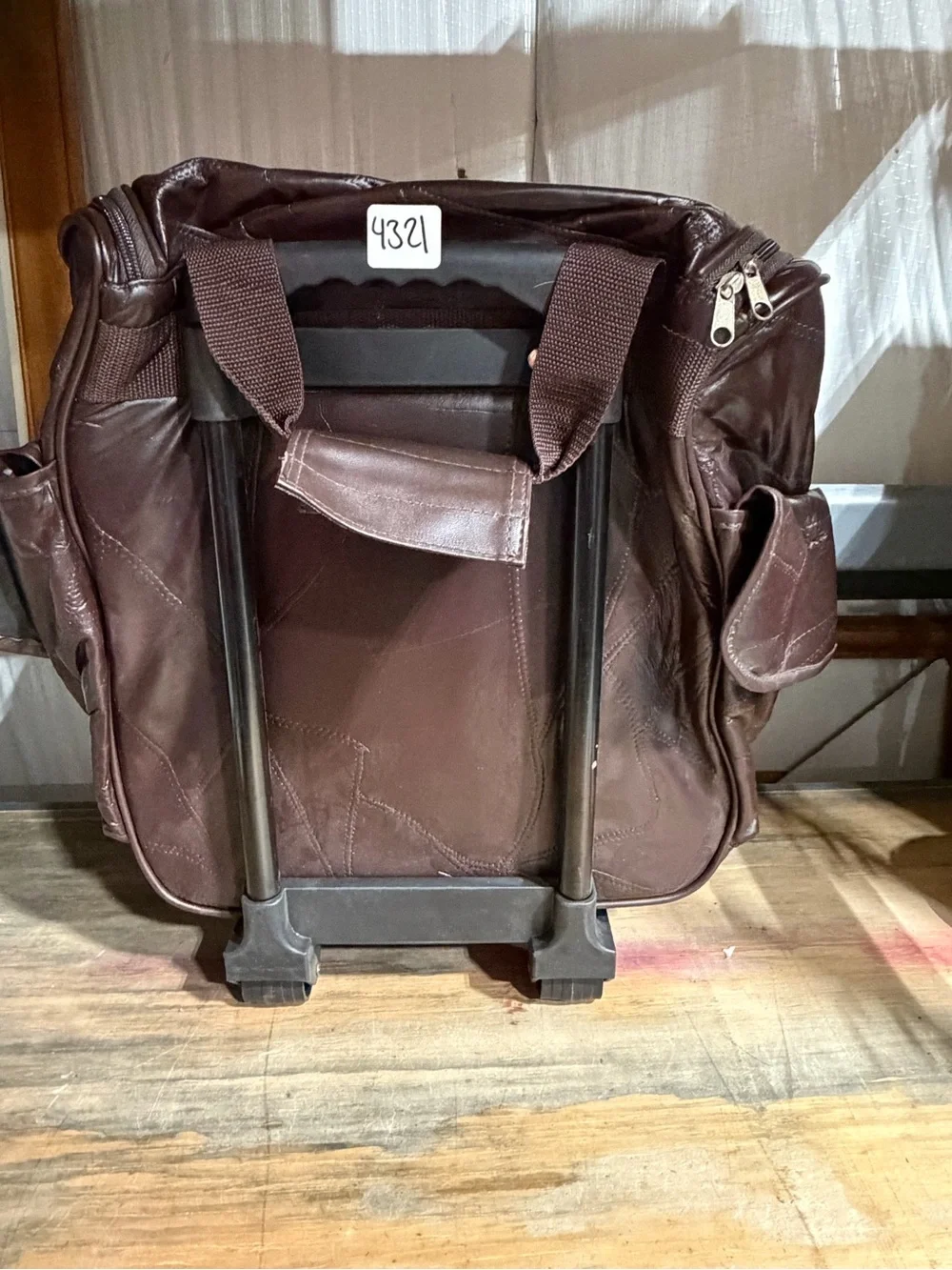 #4321-Men's Dark Brown Travel Backpack Tote with Front Zip Pocket